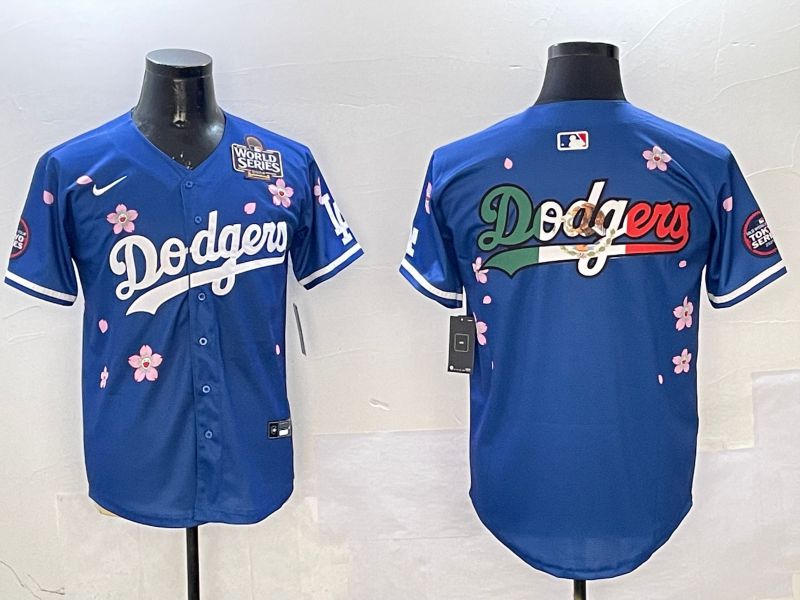 Men Los Angeles Dodgers Blank Blue Sakura Edition 2025 Nike MLB Jersey style 8